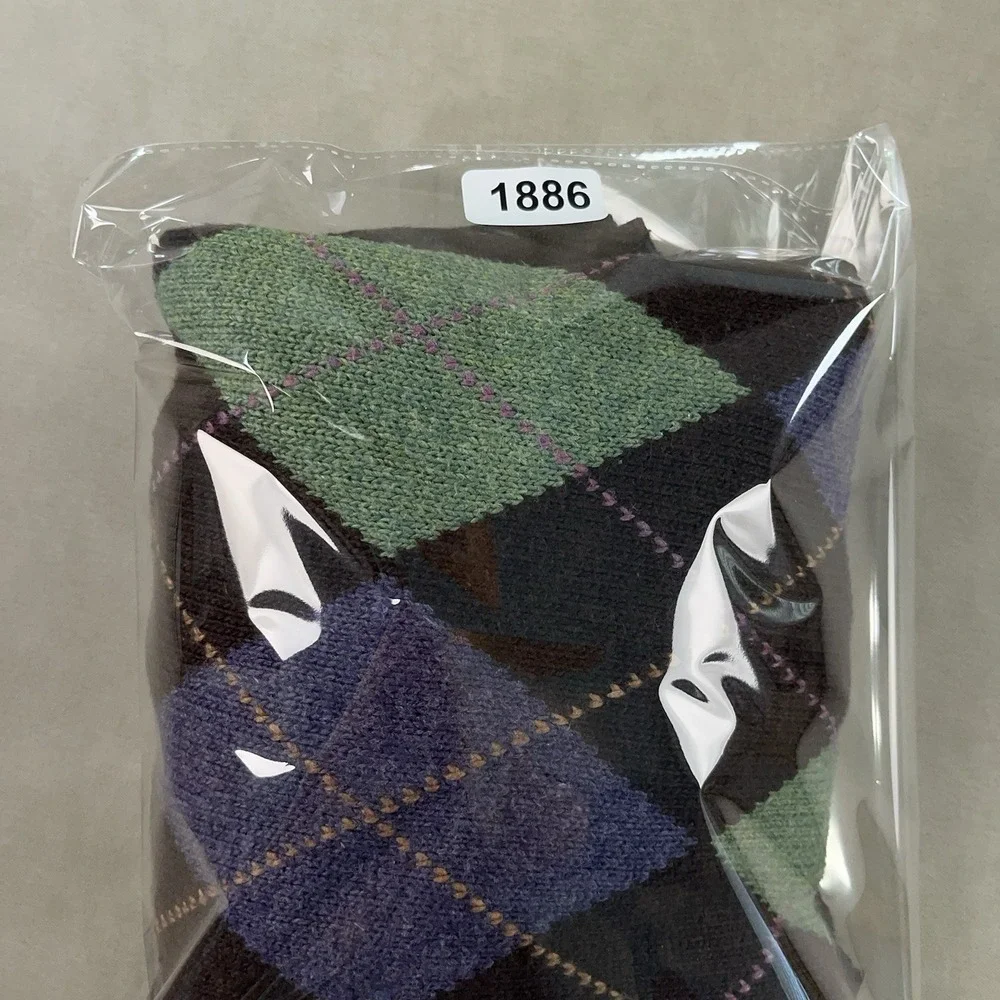 Polo‎ Ralph Lauren Sweater Mens XL Brown Green Argyle Diamond Cotton Cashmere